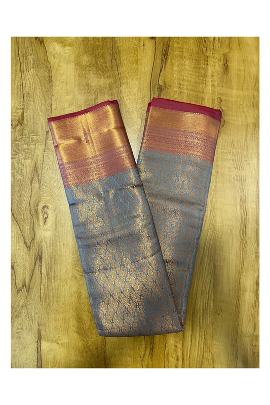 Southloom Premium Semi Silk Zari Work Brocade Saree in Bridal Grey with Matching Pallu (Kanchipuram Pattu Saree)