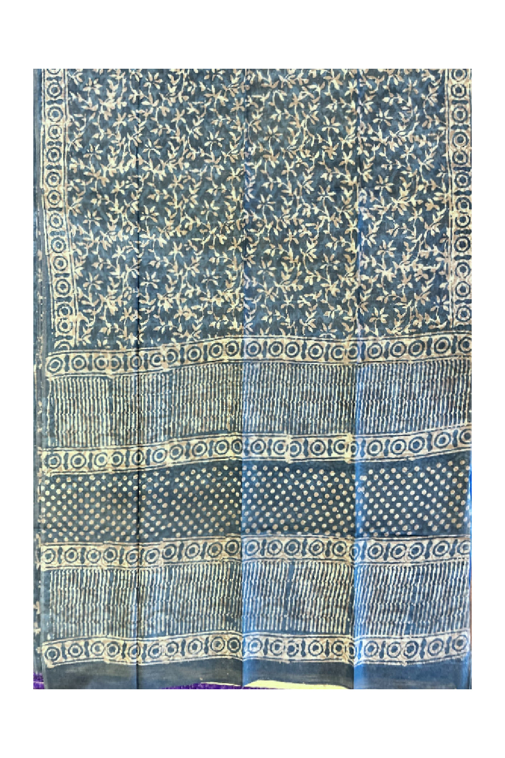 Southloom Cotton Blue Designer Printed Saree