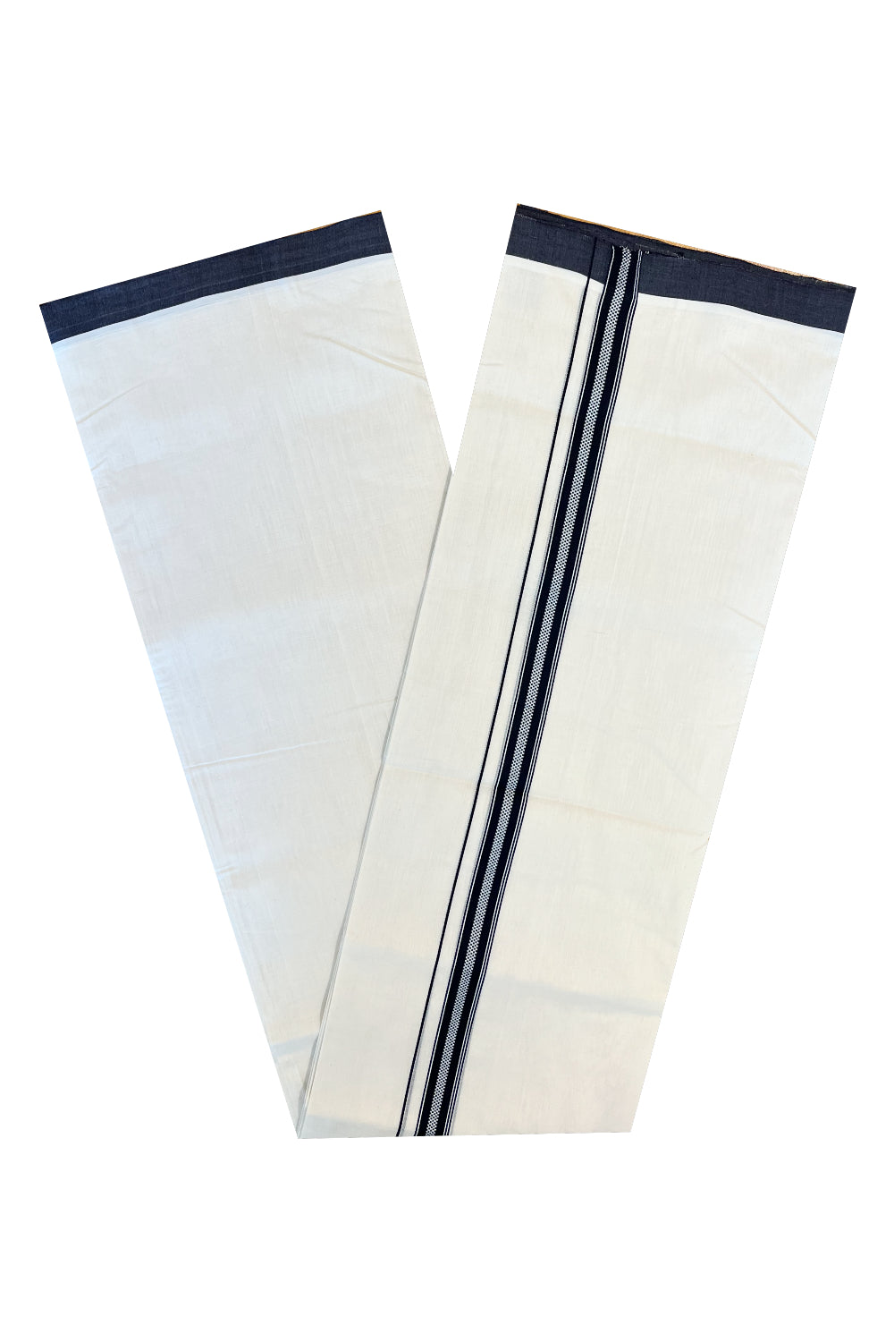 Southloom Premium Handloom Cotton Double Mundu with Black Border