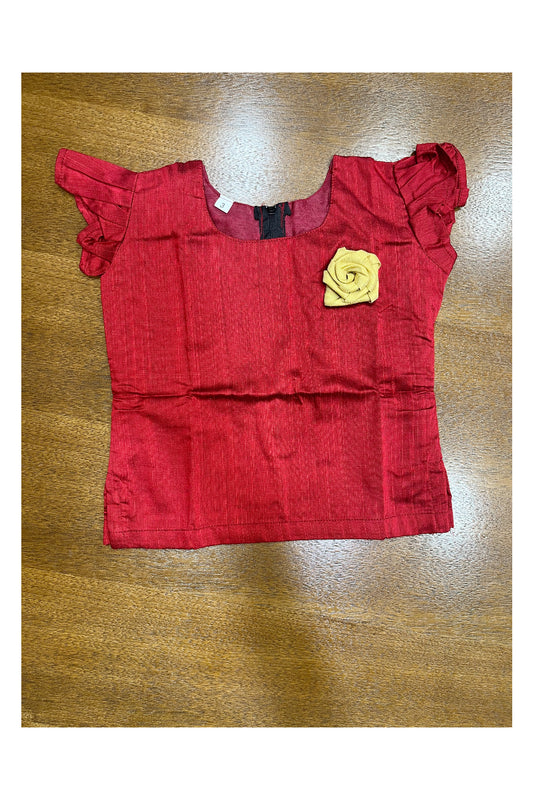 Southloom Kerala Red Pattupavada and Blouse with Flower Design (Age 1- 5)