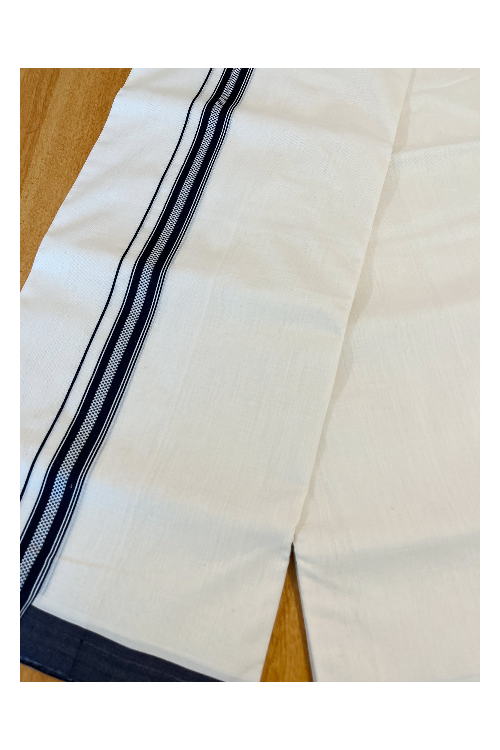 Southloom Premium Handloom Cotton Double Mundu with Black Border