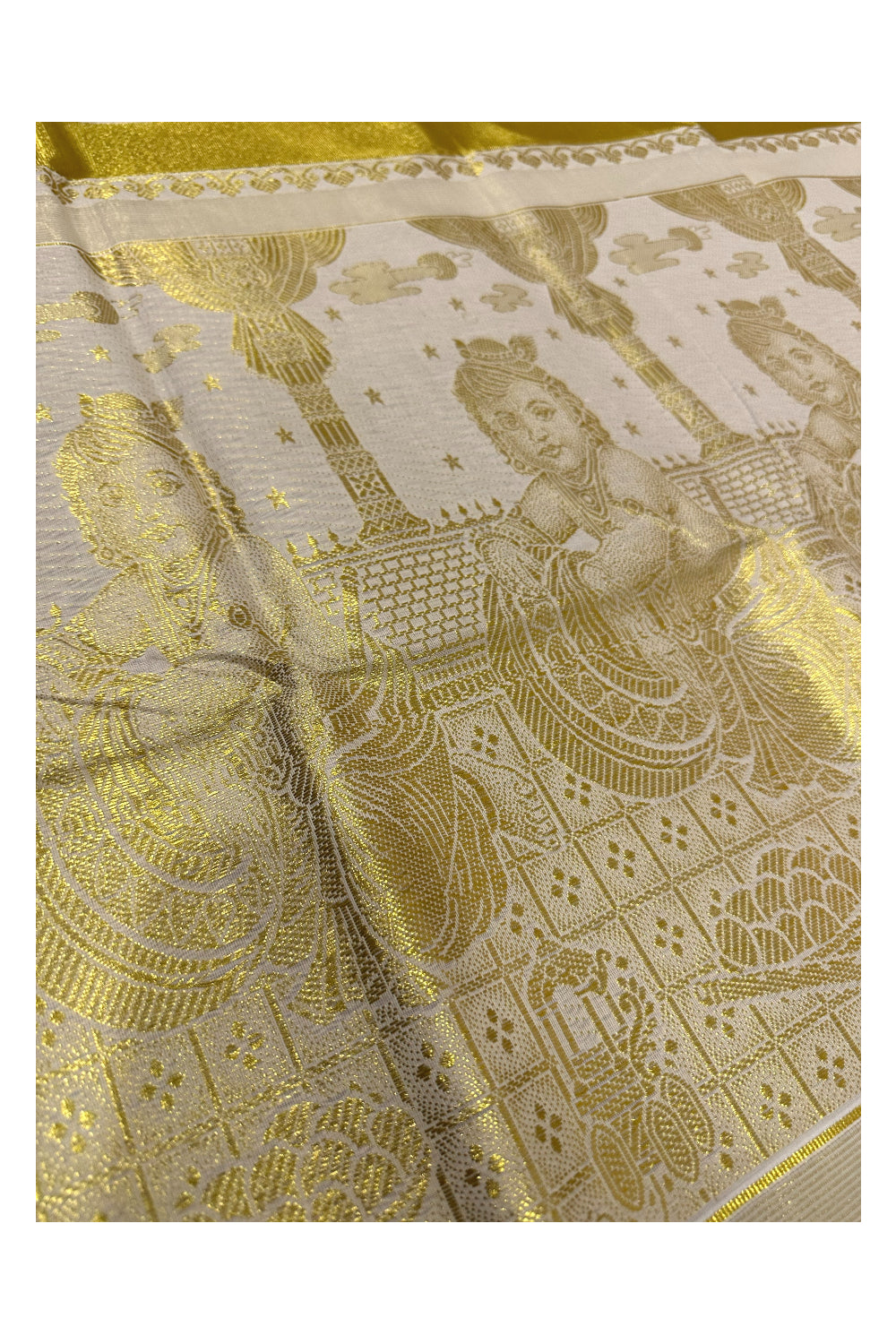 Kerala Pure Cotton Krishna Heavy Woven Work Kasavu Saree (Onam Saree 2023)