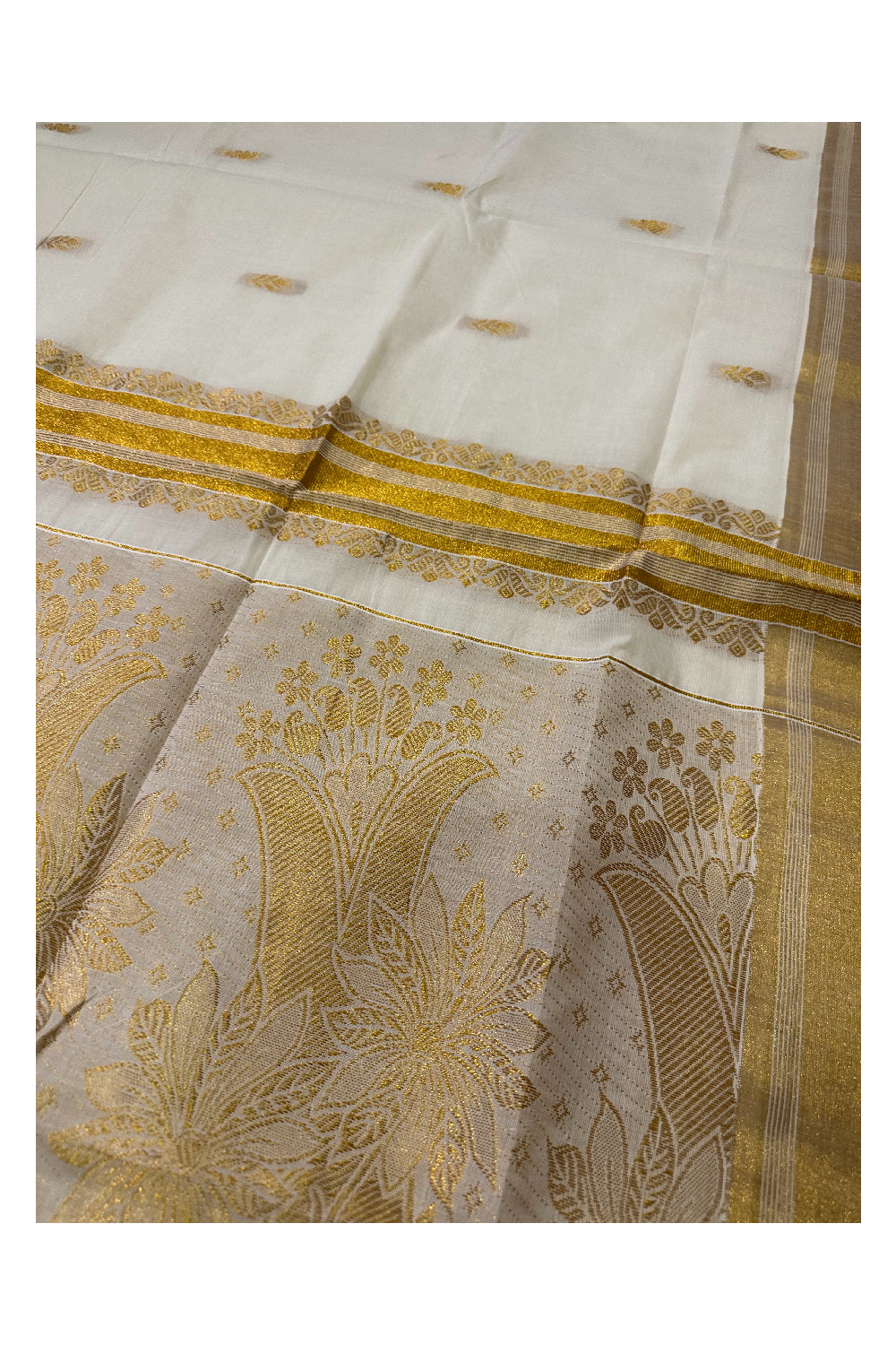 Kerala Cotton Kasavu Heavy Woven Work Saree (Onam Saree 2023)