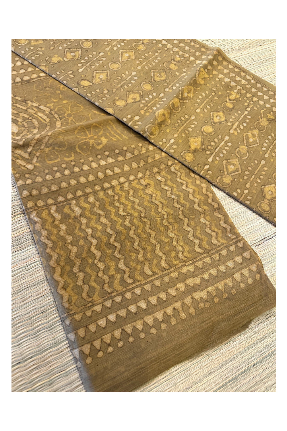 Southloom Cotton Yellow Designer Printed Saree