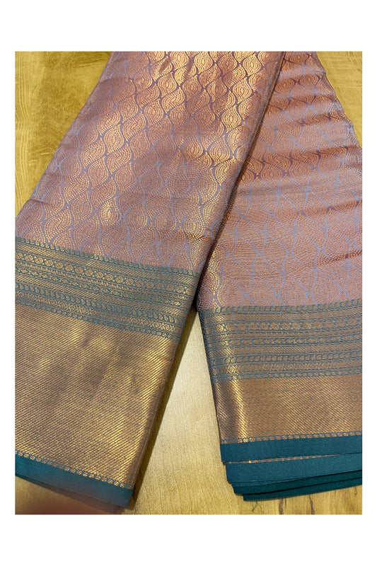 Southloom Premium Semi Silk Zari Work Brocade Saree in Bridal Blue with Matching Pallu (Kanchipuram Pattu Saree)