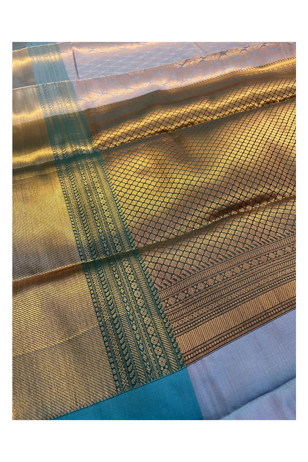 Southloom Premium Semi Silk Zari Work Brocade Saree in Bridal Blue with Matching Pallu (Kanchipuram Pattu Saree)