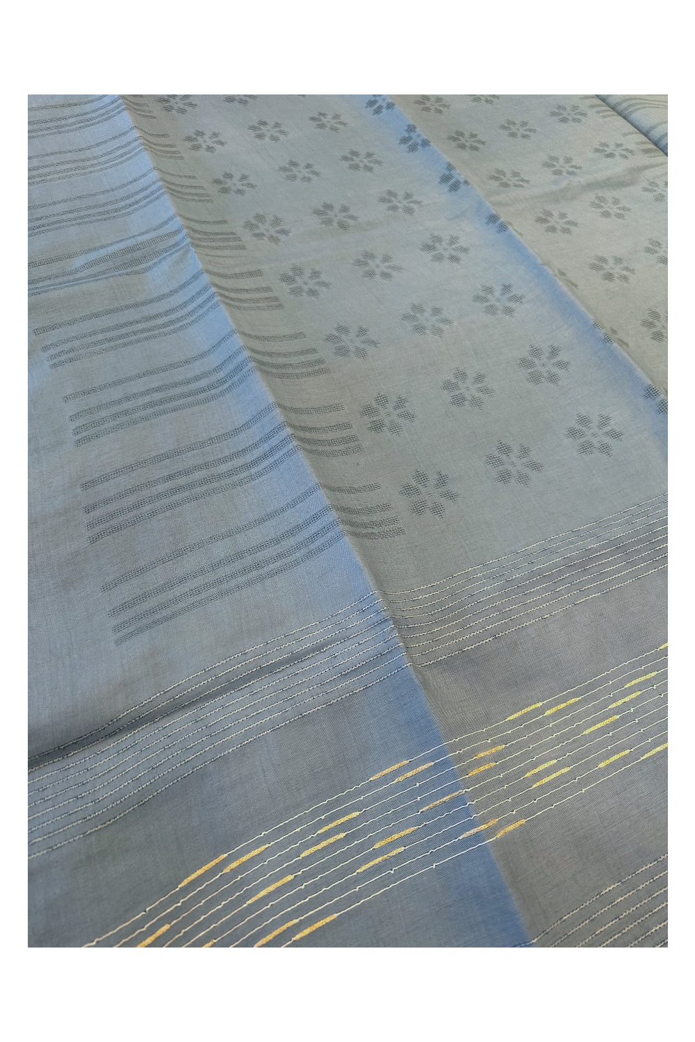 Southloom Pure Tussar Saree with Plain Body and Blouse Piece in Blueish Grey