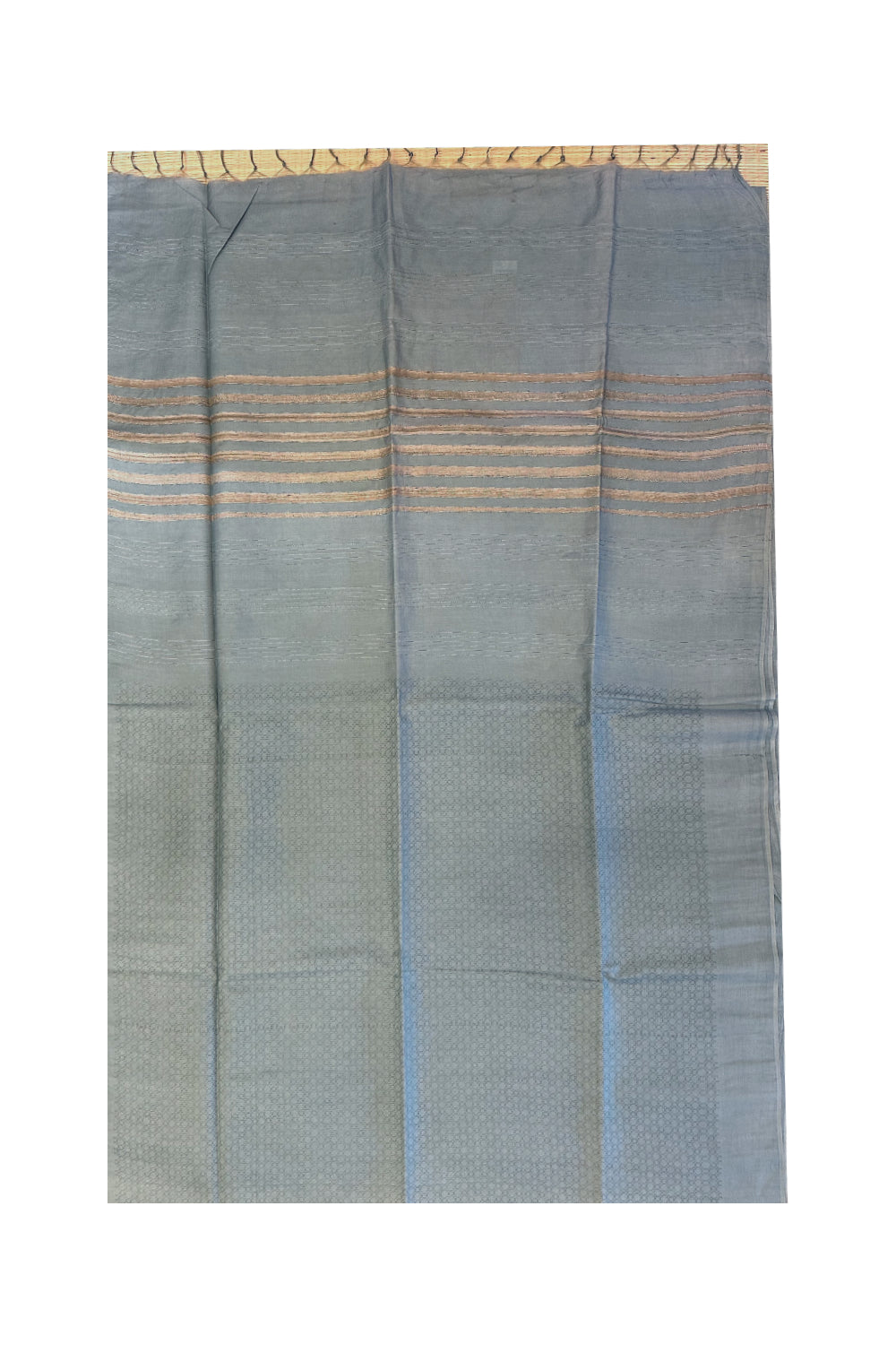 Southloom Pure Tussar Saree with Plain Body and Blouse Piece in Blueish Grey