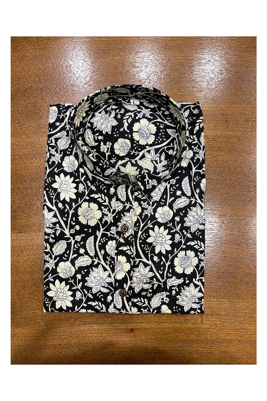 Southloom Jaipur Cotton Black Hand Block Printed Shirt (Full Sleeves)