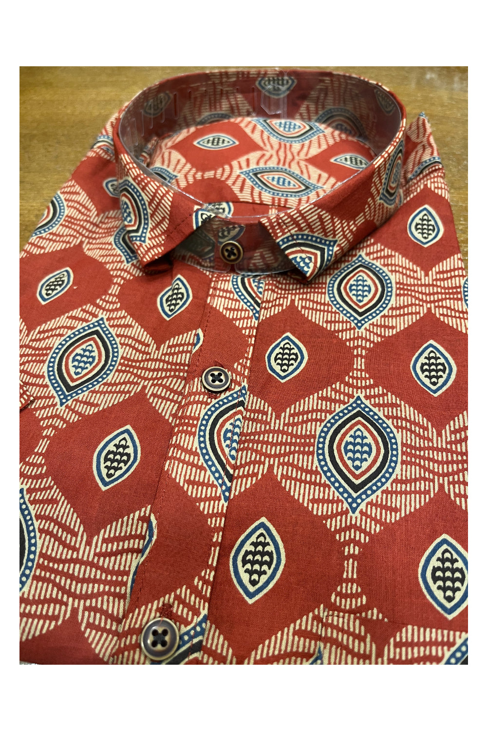 Southloom Jaipur Cotton Red Hand Block Printed Shirt (Half Sleeves)