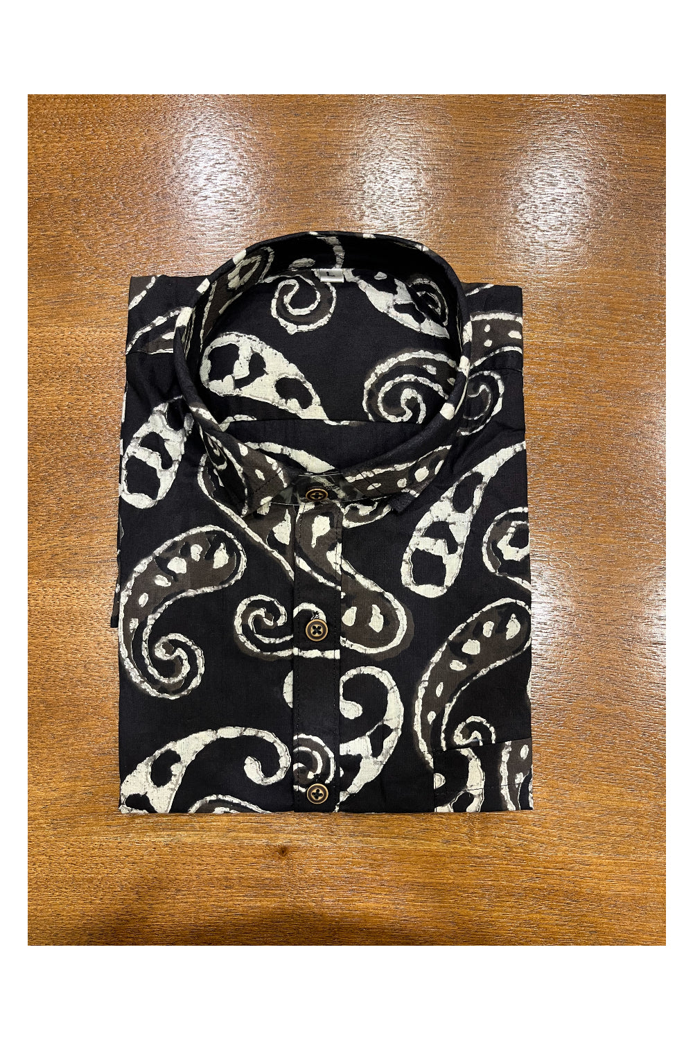 Southloom Jaipur Cotton Black Hand Block Printed Shirt (Full Sleeves)