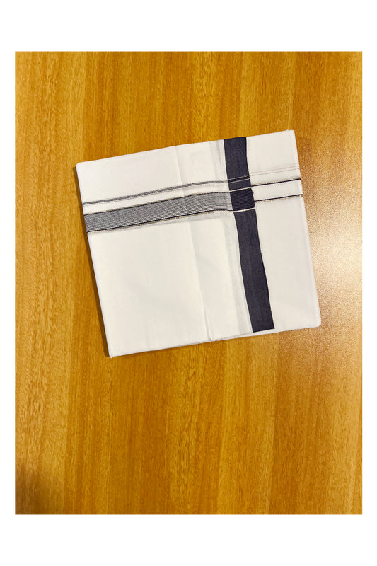 Pure White Cotton Double Mundu with Black Border (South Indian Dhoti)