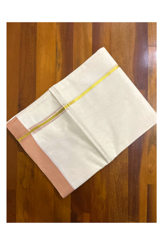 Kerala Pure Cotton Double Mundu with Kasavu Sandal Chutti Kara (South Indian Kerala Dhoti)