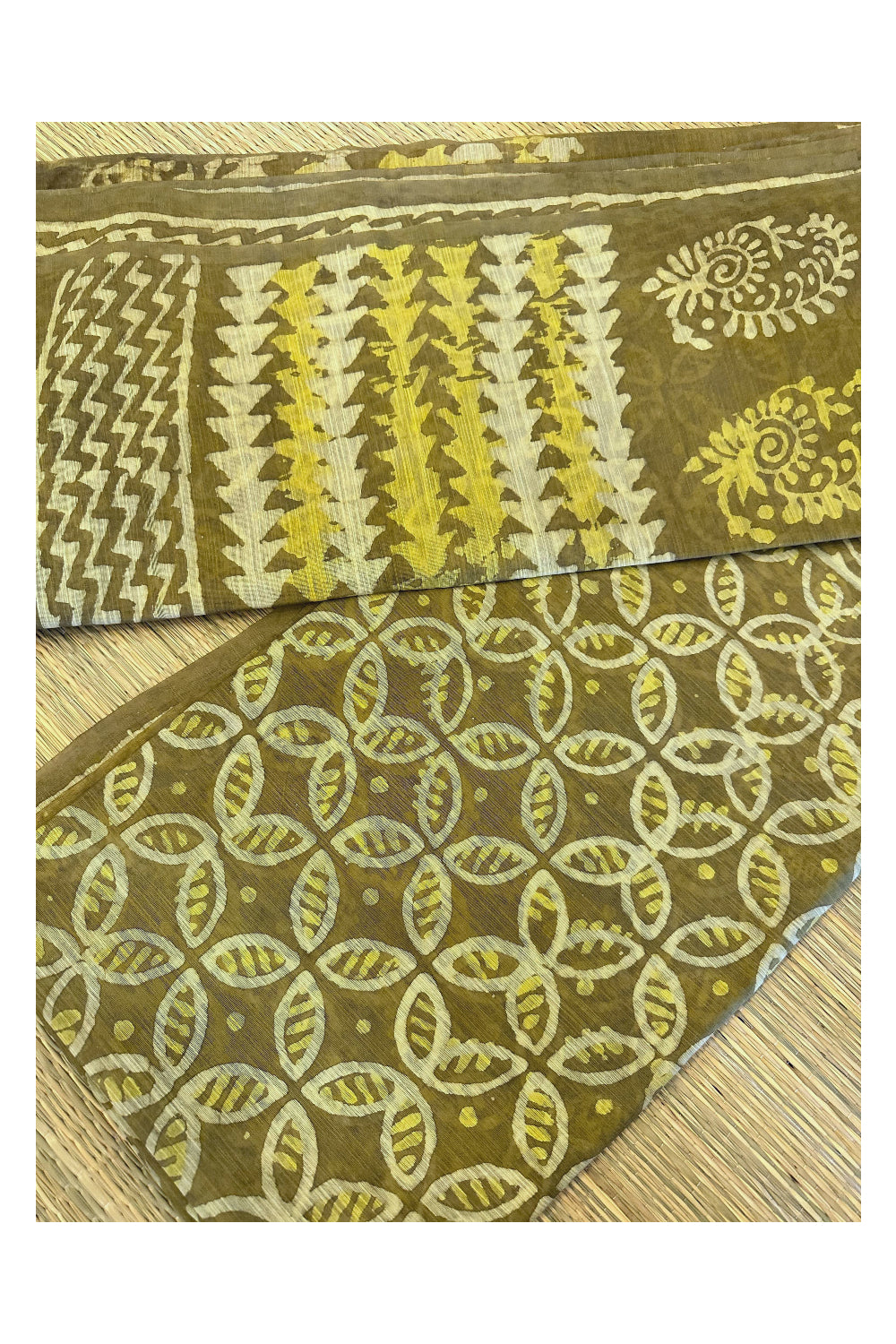 Southloom Cotton Yellow Designer Printed Saree