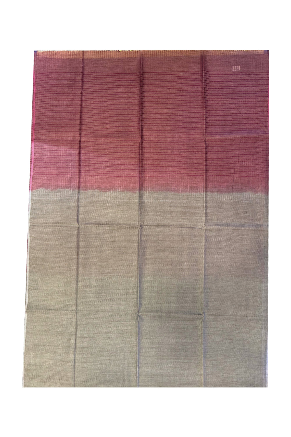 Southloom Tussar Saree with Purple Pallu and Greyish Body