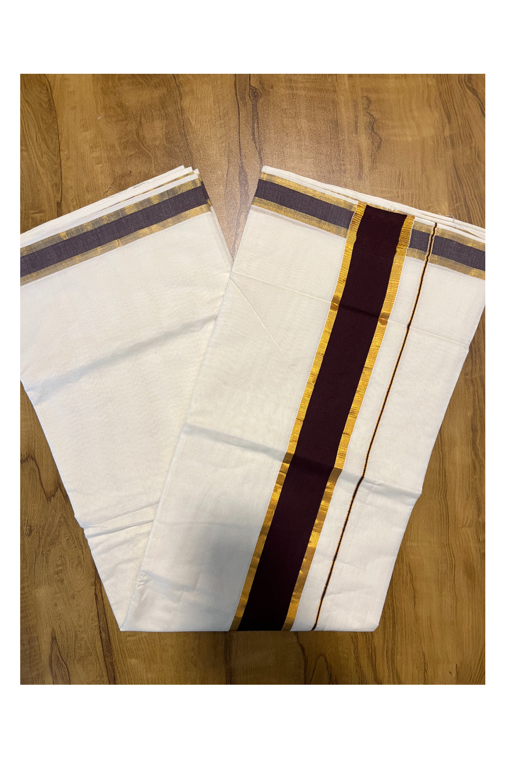 Pure Cotton Kerala Saree with Kasavu and Brown Border