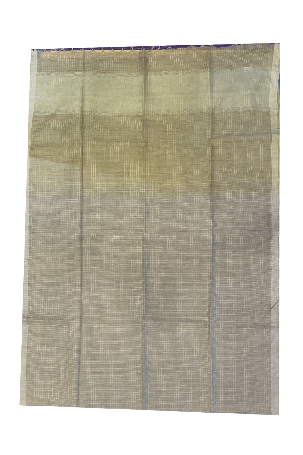 Southloom Tussar Saree with Green Pallu and Greyish Body