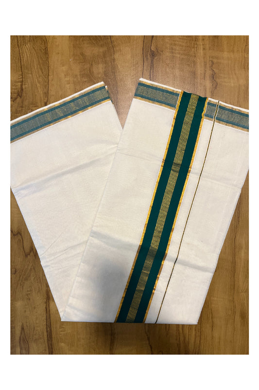Pure Cotton Kerala Saree with Kasavu and Green Border