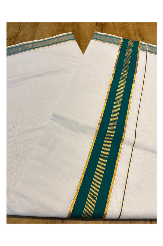 Pure Cotton Kerala Saree with Kasavu and Green Border