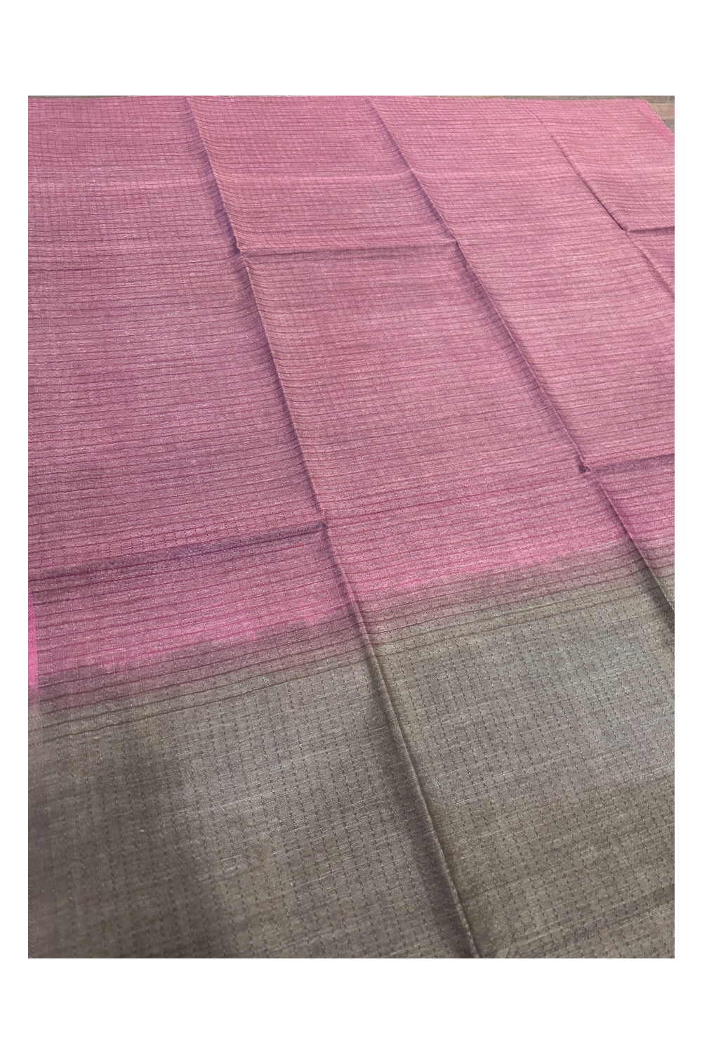 Southloom Tussar Saree with Greyish Brown Pallu and Purplish Pink Body