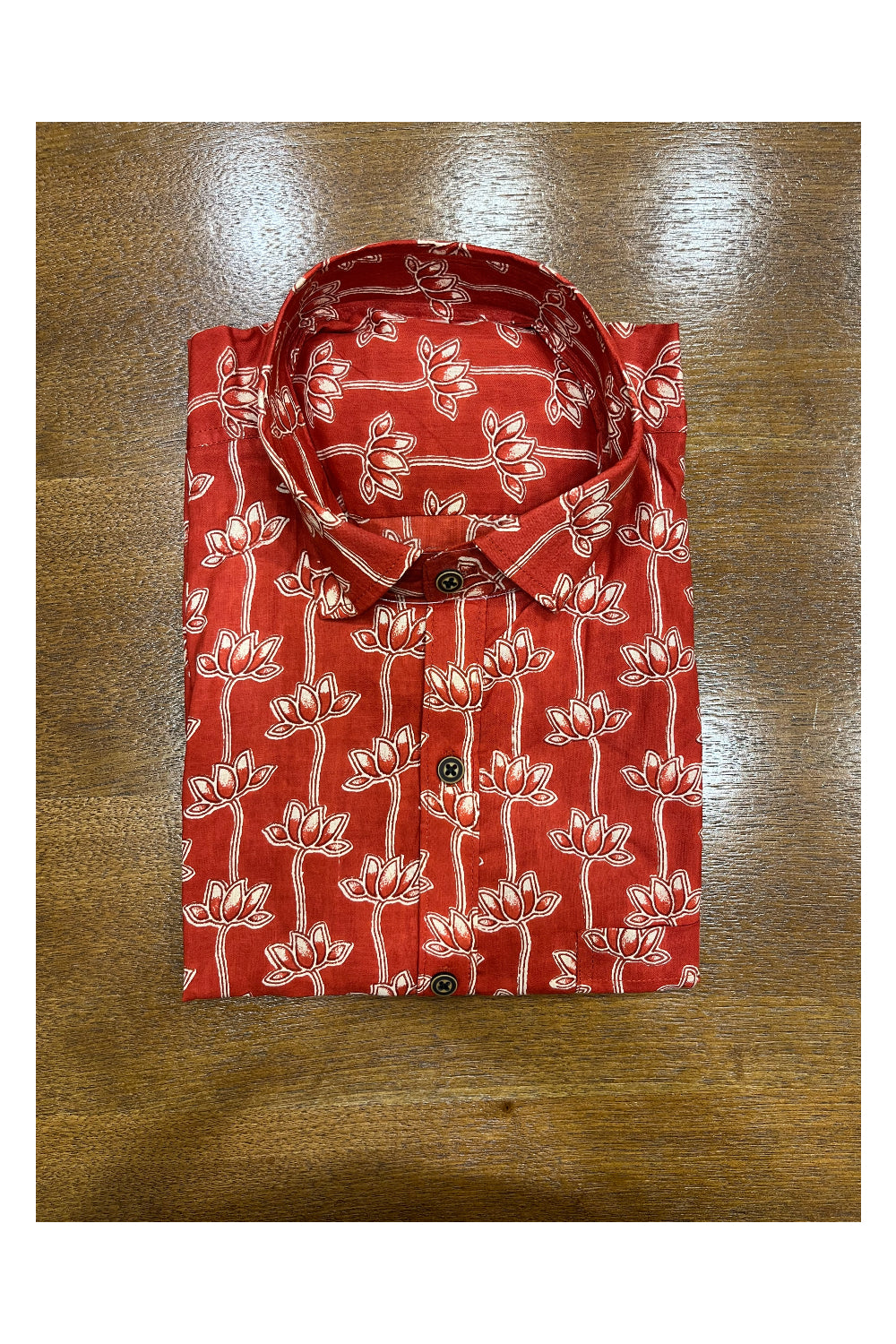 Southloom Jaipur Cotton Red Hand Block Printed Shirt (Half Sleeves)