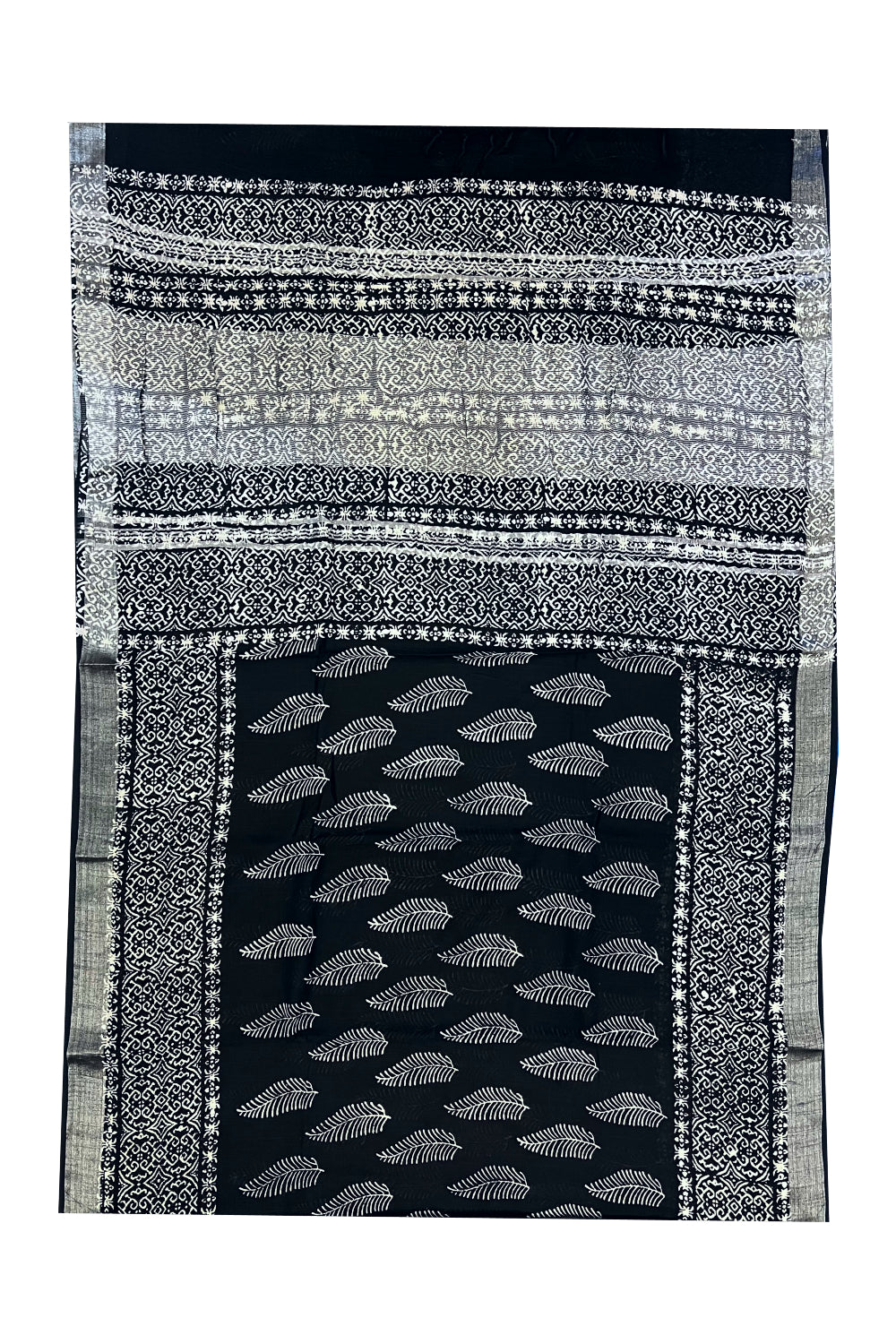 Southloom Linen Black and White Designer Saree