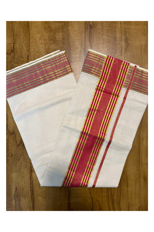 Pure Cotton Kerala Saree with Pink and Kasavu Lines Border