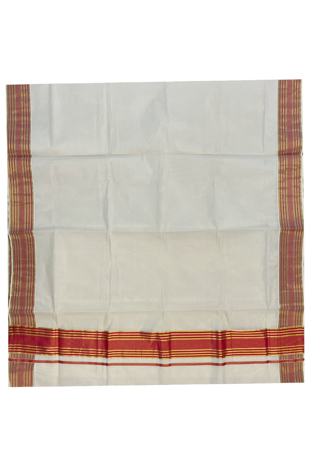 Pure Cotton Kerala Saree with Pink and Kasavu Lines Border