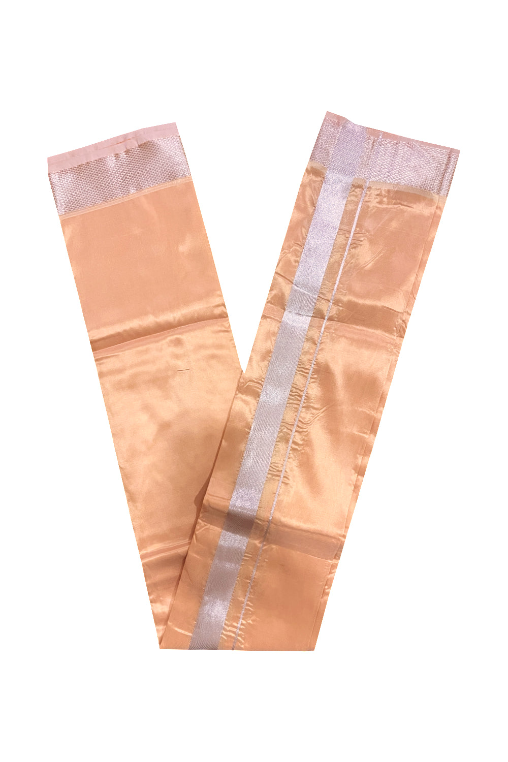 Southloom Semi Silk Orange Mundu with Kasavu Woven Border (South Indian Kerala Dhoti)