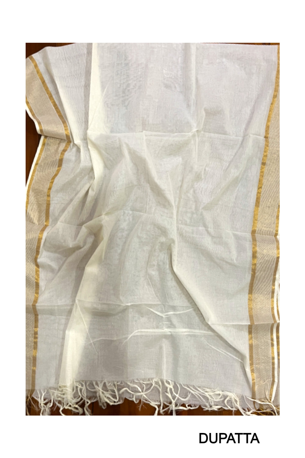 Kerala Pure Cotton Churidar Salwar Material with Kasavu Border (include Shawl / Dupatta)