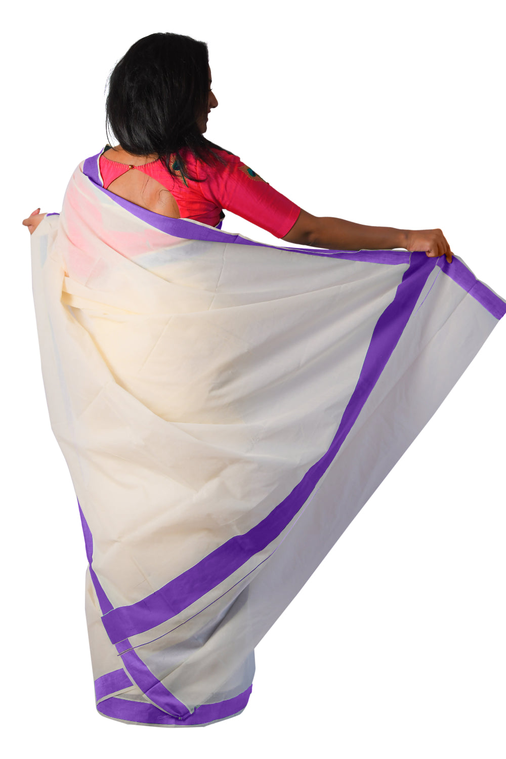 Kerala Saree with Plain Lavender Border