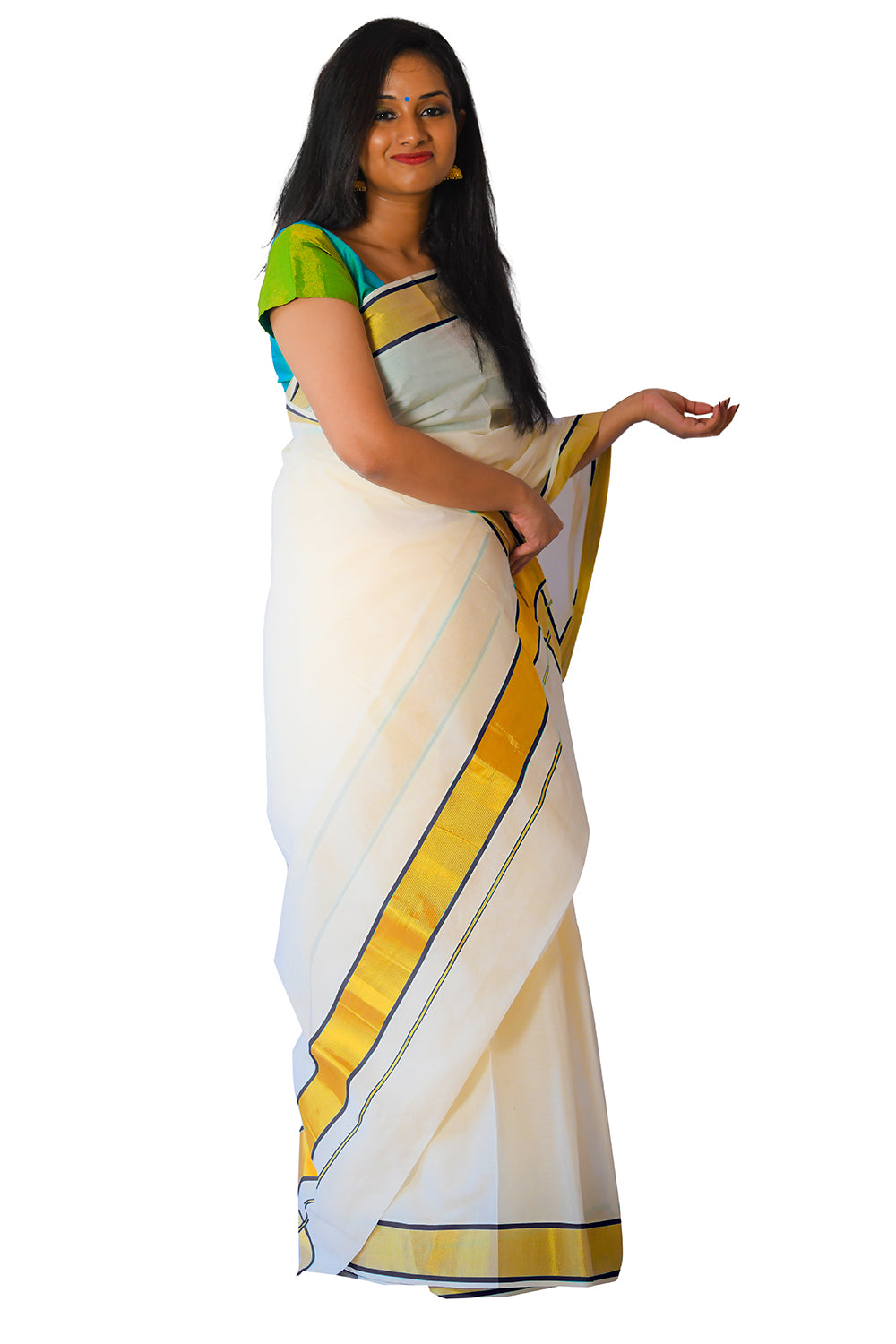 Kerala Kasavu and Purple Colour Border Saree