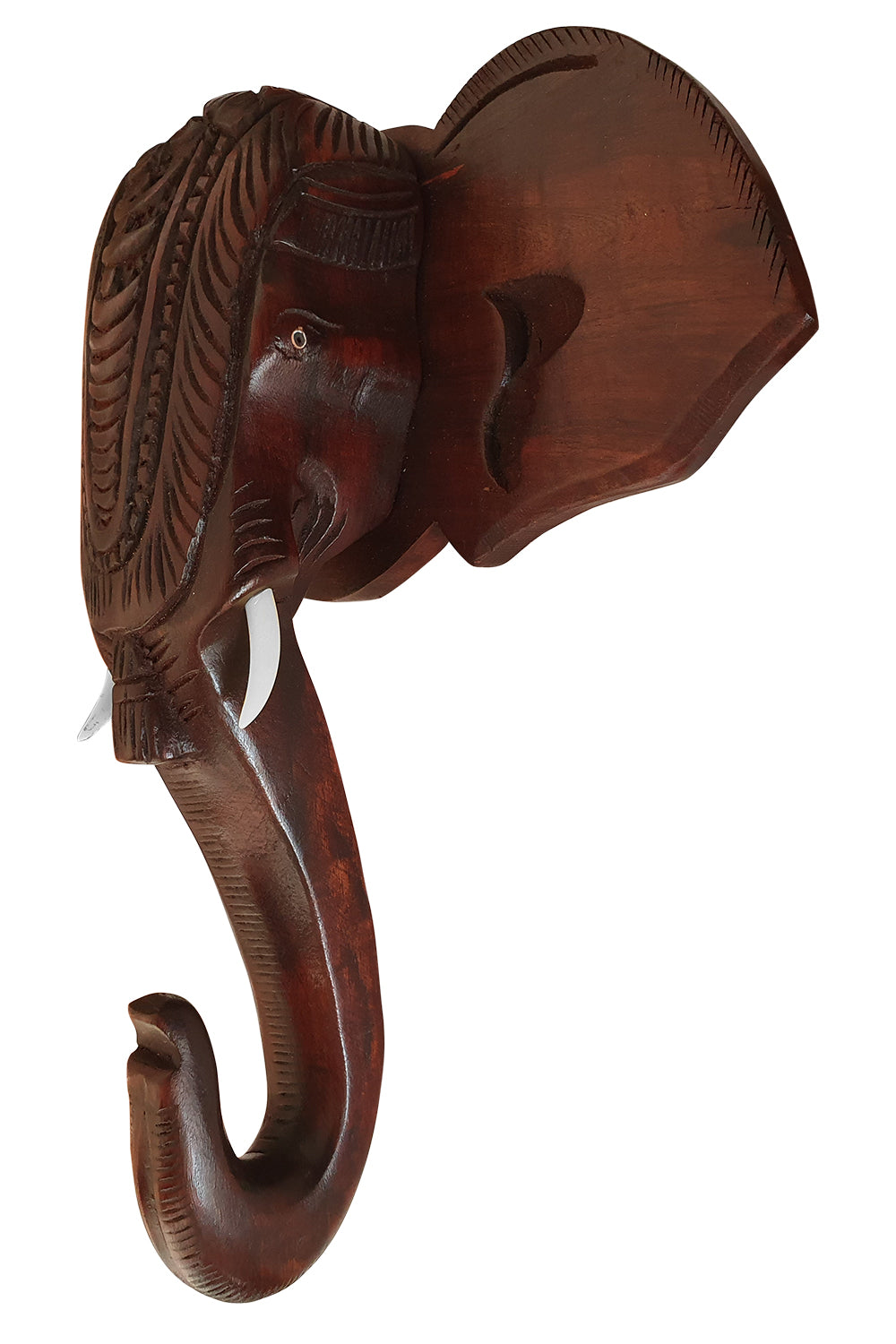Southloom Handmade Elephant Head with Carved Patterns Handicraft (Carved from Mahogany Wood) 12 Inches