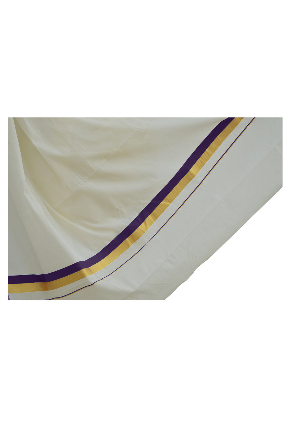 Kerala Kasavu and Purple Colour Border Saree