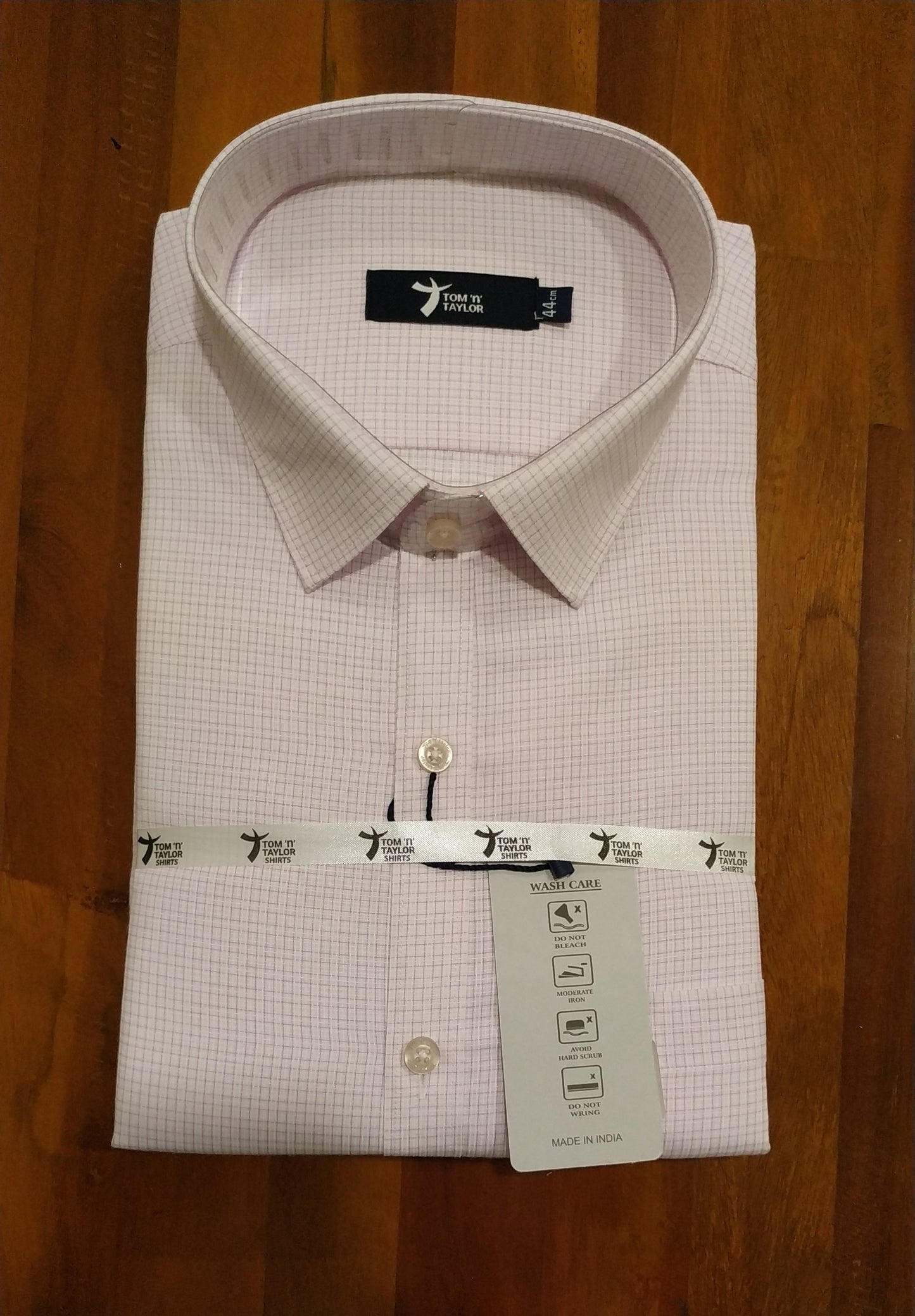 Pure Cotton Light Pink Checkered Shirt (44 FS)