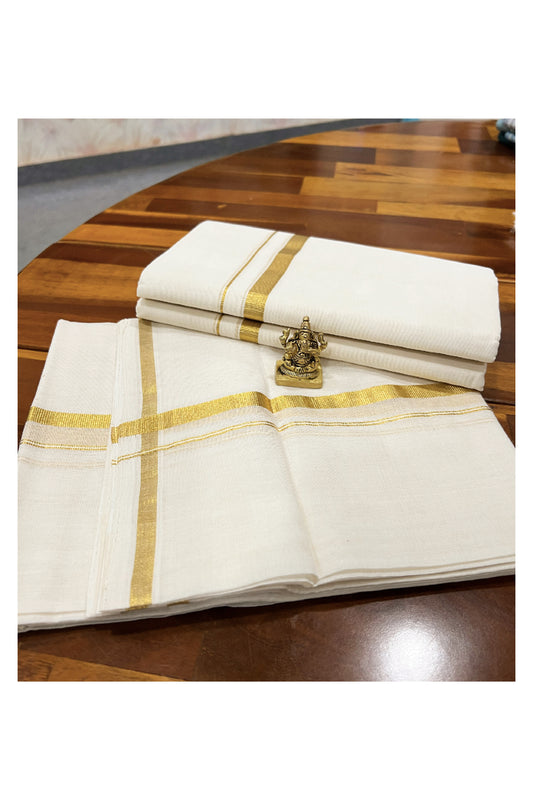 Southloom Temple Set for Men (Premium Handloom Double Mundu and Handloom Angavasthram)