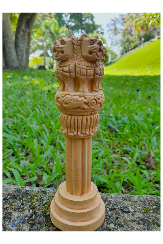 Southloom Handmade Asoka Lion Pillar Handicraft (Carved from White Wood)
