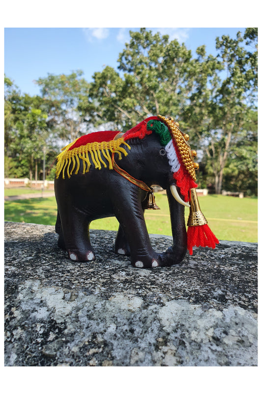 Southloom Handmade Temple Elephant Handicraft (Carved from Mahogany Wood) 4 Inches