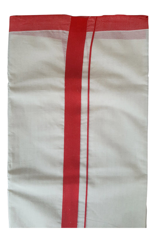 Mundu with Plain Red Border (South Indian Dhoti)