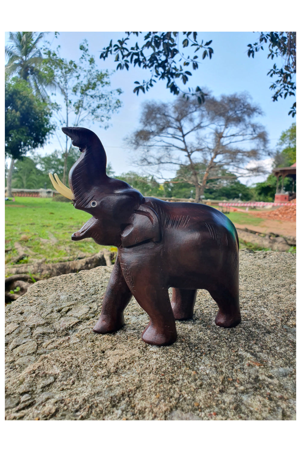 Southloom Handmade Trumpeting Elephant Handicraft (Carved from Rose Wood) 6 Inches
