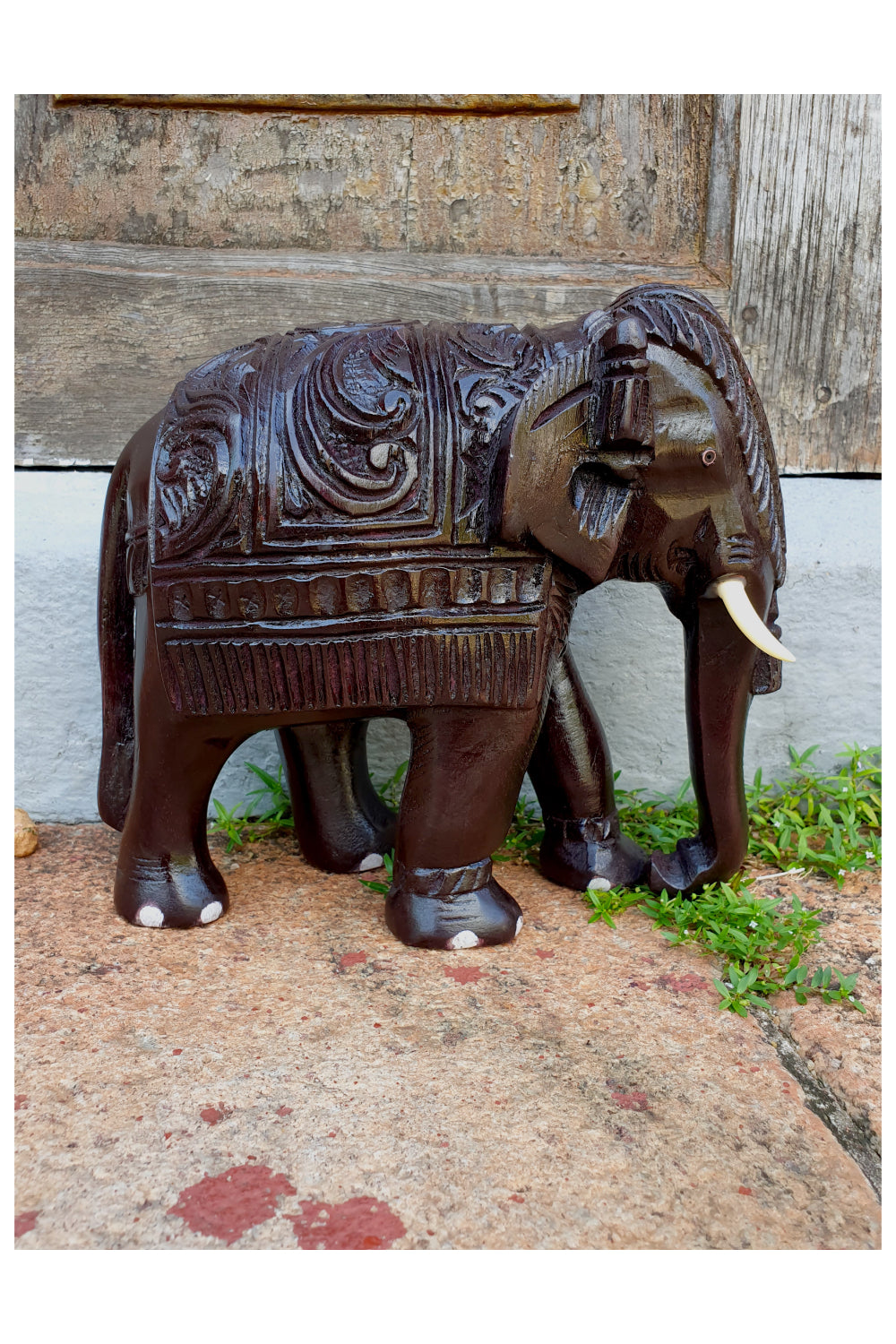Southloom Handmade Elephant with Carved Patterns Handicraft (Carved from Rose Wood)