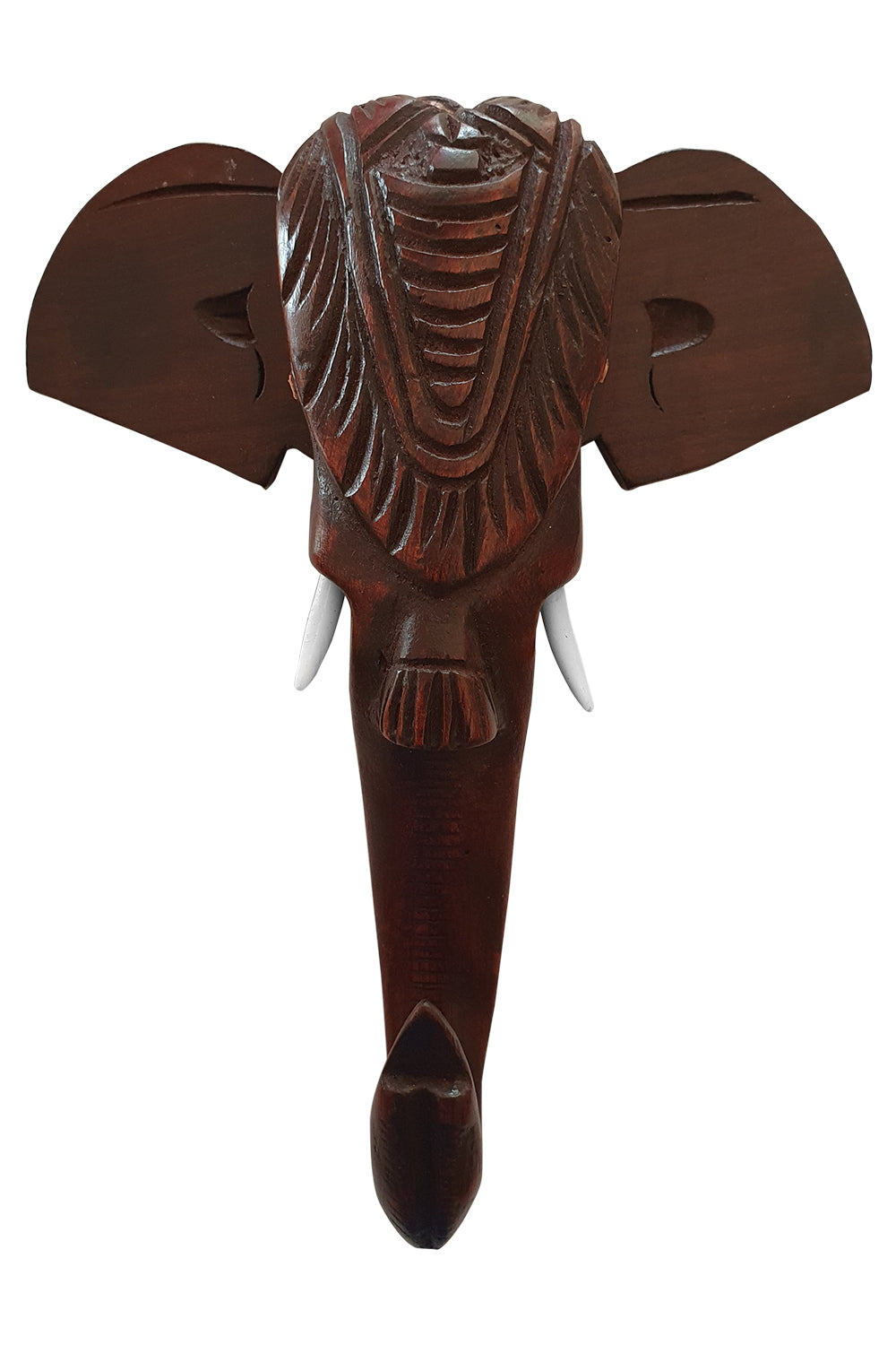 Southloom Handmade Elephant Head with Carved Patterns Handicraft (Carved from Mahogany Wood) 8 Inches