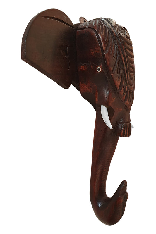 Southloom Handmade Elephant Head with Carved Patterns Handicraft (Carved from Mahogany Wood) 8 Inches