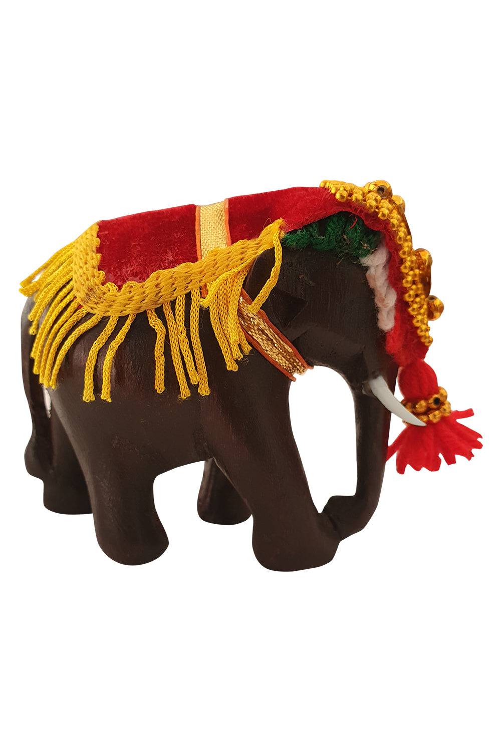 Southloom Handmade Temple Elephant Handicraft (Carved from Mahogany Wood) 3 Inches