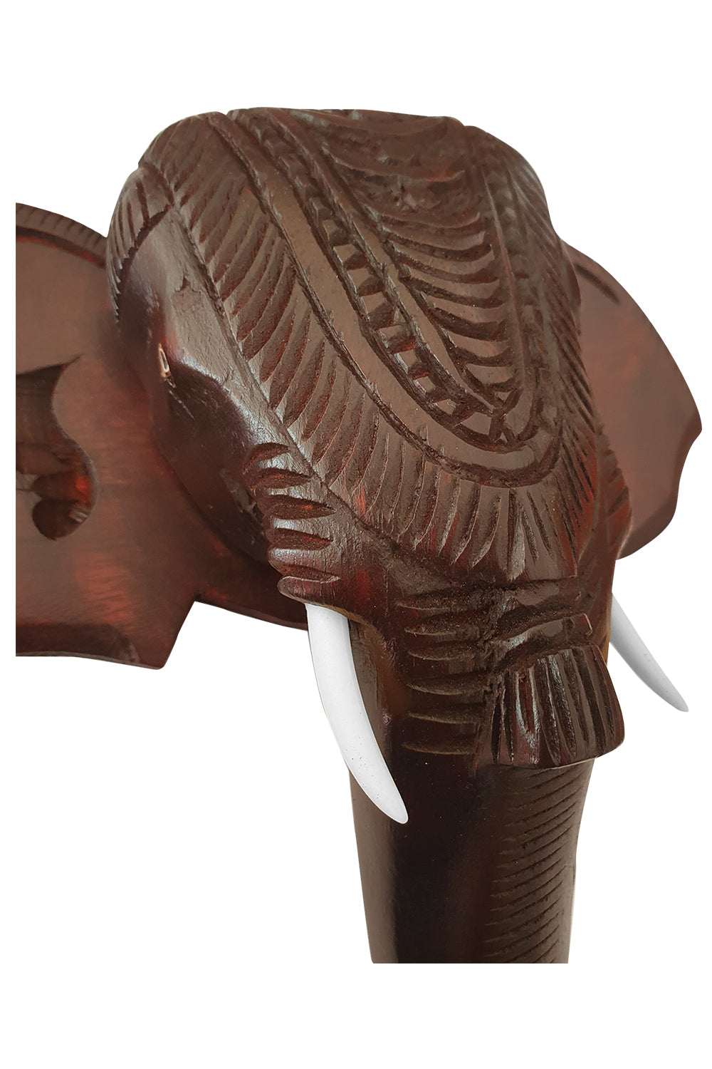 Southloom Handmade Elephant Head with Carved Patterns Handicraft (Carved from Mahogany Wood) 10 Inches