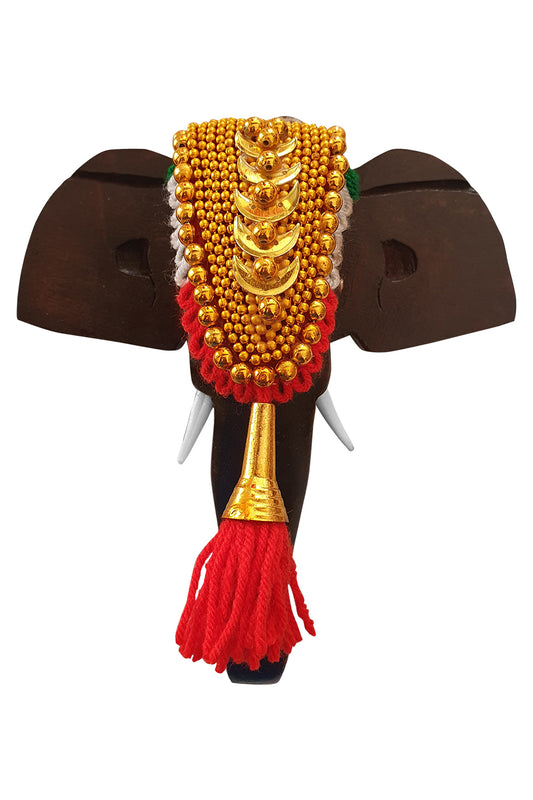 Southloom Handmade Temple Elephant Head Handicraft (Carved from Mahogany Wood) 6 Inches