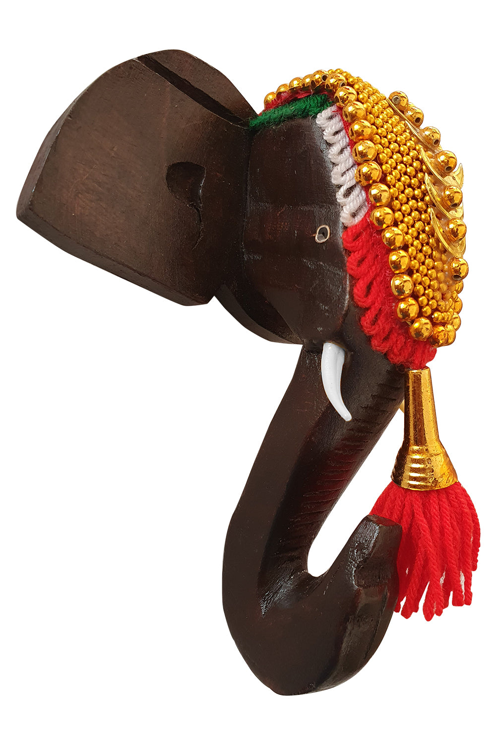 Southloom Handmade Temple Elephant Head Handicraft (Carved from Mahogany Wood) 6 Inches
