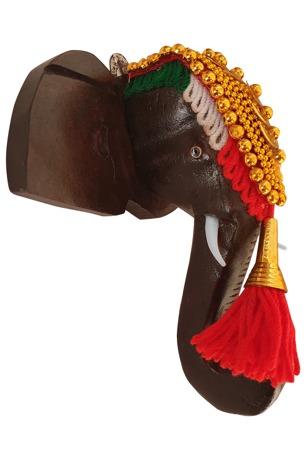 Southloom Handmade Temple Elephant Head Handicraft (Carved from Mahogany Wood) 6 Inches