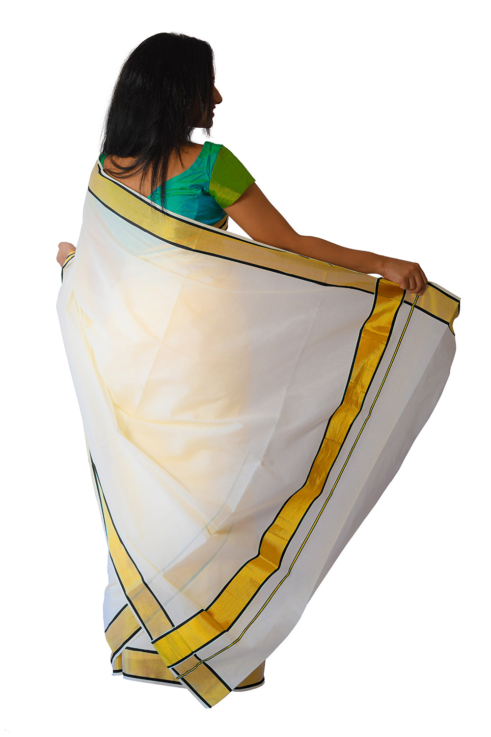 Kerala Kasavu and Black Colour Border Saree