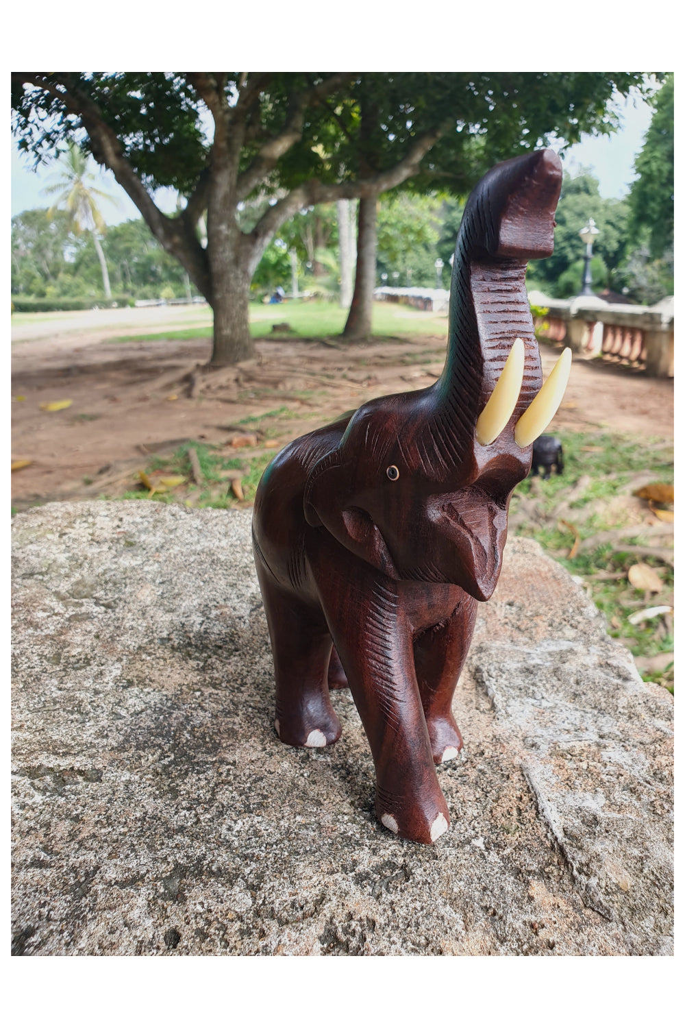 Southloom Handmade Trumpeting Elephant Handicraft (Carved from Rose Wood) 8 Inches